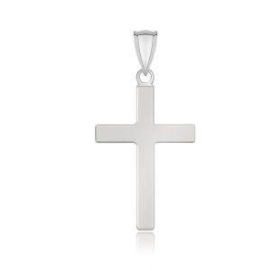 Unbranded 03390 14k White Gold Flat Design Cross Pendant