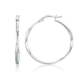 Unbranded 24220 14k White Gold Mobius Twisted Hoop Earrings