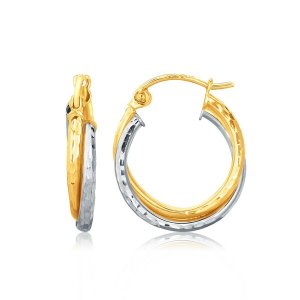 Unbranded 00649 14k Two-tone Gold Interlaced Hoop Earrings With Hammer