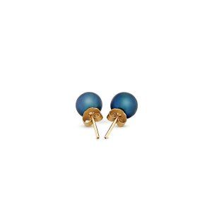 Unbranded 25361 14k Yellow Gold Cultured Black Pearl Stud Earrings (7.