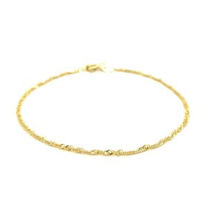 Unbranded 69548-10 10k Yellow Gold Singapore Anklet 1.5mm Size: 10''