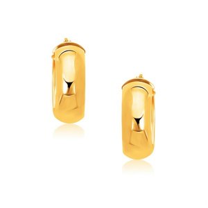 Unbranded 02279 14k Yellow Gold Wide Medium Hoop Earrings With Snap Lo