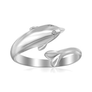 Unbranded 44862 Sterling Silver Rhodium Plated Dolphin Design Polished