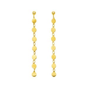 Unbranded 58086 14k Yellow Gold Post Dangle Earrings With Polished Cir