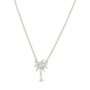 Unbranded 65204-18 Sterling Silver Palm Tree Necklace With Cubic Zirco