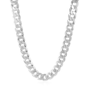 Unbranded 07007-24 Rhodium Plated 7.2mm Sterling Silver Curb Style Cha