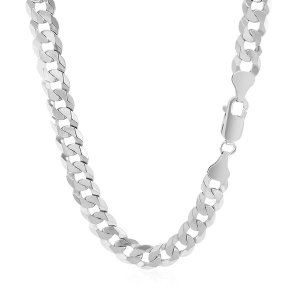 Unbranded 07007-24 Rhodium Plated 7.2mm Sterling Silver Curb Style Cha