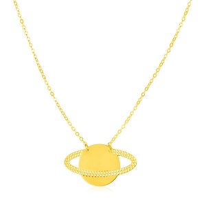 Unbranded 32593-18 14k Yellow Gold Saturn Necklace Size: 18''