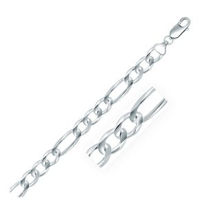 Unbranded 06086-22 Rhodium Plated 8.8mm Sterling Silver Figaro Style C