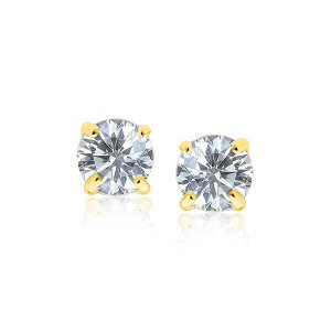 Unbranded 00809 14k Yellow Gold 8.0mm Round Cz Stud Earrings