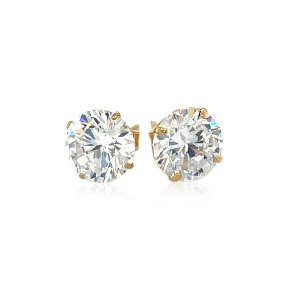 Unbranded 00809 14k Yellow Gold 8.0mm Round Cz Stud Earrings