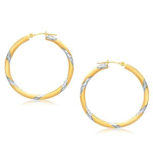 Unbranded 16006 14k Two Tone Gold Polished Hoop Earrings (30 Mm)