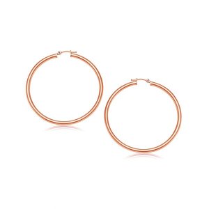 Unbranded 08856 14k Rose Gold Polished Hoop Earrings (25 Mm)