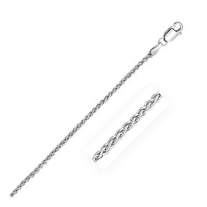 Unbranded 04767-24 2.2mm Sterling Silver Rhodium Plated Wheat Chain Si