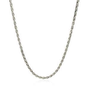 Unbranded 04767-24 2.2mm Sterling Silver Rhodium Plated Wheat Chain Si