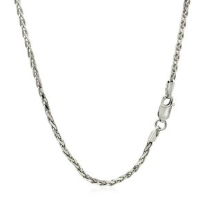 Unbranded 04767-24 2.2mm Sterling Silver Rhodium Plated Wheat Chain Si