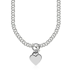 Unbranded 00176-18 Sterling Silver Rolo Chain  With A Heart Toggle Cha