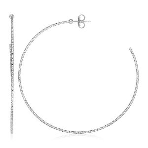 Unbranded 87775 Sterling Silver Narrow Textured Hoop Earrings