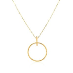 Unbranded 06863-17 14k Yellow Gold 17 Inch Necklace With Polished Ring