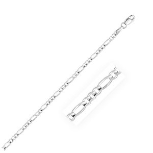 Unbranded 20451-7 2.6mm 14k White Gold Solid Figaro Bracelet Size: 7''