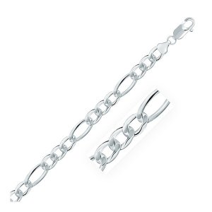 Unbranded 05496-20 Rhodium Plated 8.1mm Sterling Silver Figaro Style C