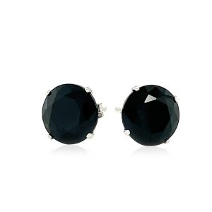 Unbranded 06609 14k White Gold 8.0mm Round Black Cz Stud Earrings