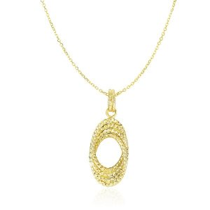 Unbranded 05705-18 14k Yellow Gold Textured Entwined Open Oval Section