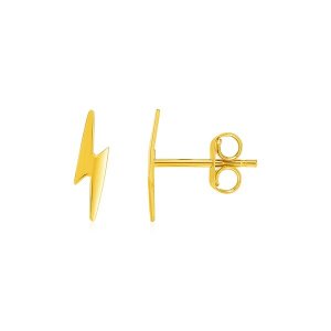 Unbranded 07700 14k Yellow Gold Post Earrings With Lightning Bolts