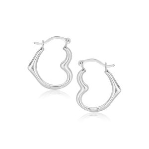 Unbranded 06704 10k White Gold Heart Hoop Earrings