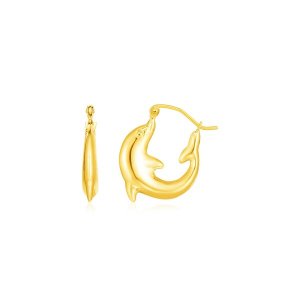 Unbranded 60776 14k Yellow Gold Dolphin Hoop Earrings