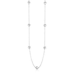 Unbranded 68890-24 Sterling Silver Station Necklace With Large Polishe