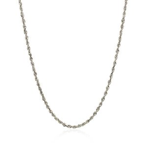 Unbranded 04308-16 2.0mm 14k White Gold Solid Diamond Cut Rope Chain S