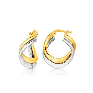 Unbranded 07378 14k Two Tone Gold Earrings In Fancy Double Twist Style