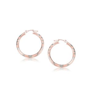 Unbranded 24404 14k Rose Gold Fancy Diamond Cut Hoop Earrings (25mm Di