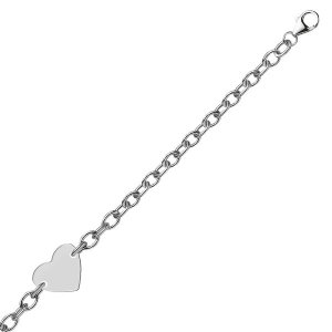 Unbranded 09016-7.25 Sterling Silver Rhodium Plated Chain Bracelet Wit