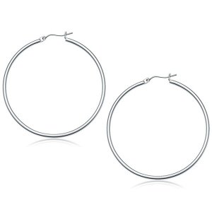 Unbranded 25318 14k White Gold Polished Hoop Earrings (50 Mm)