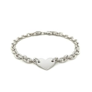 Unbranded 09016-8 Sterling Silver Rhodium Plated Chain Bracelet With A