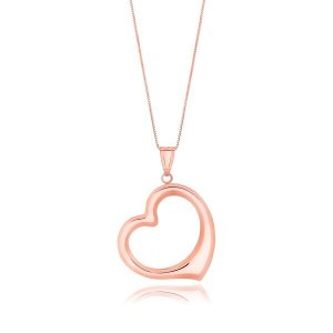 Unbranded 00143-18 14k Rose Gold Floating Heart Drop Pendant Size: 18