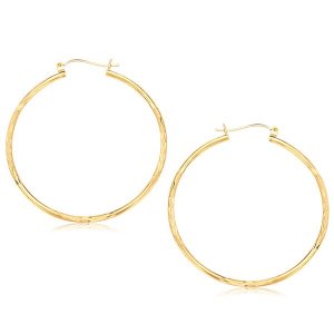 Unbranded 36556 14k Yellow Gold Fancy Diamond Cut Extra Large Hoop Ear