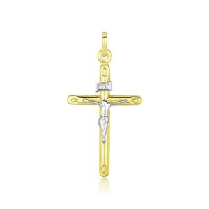 Unbranded 39045 14k Two Tone Gold Cross Pendant