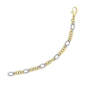 Unbranded 64095-7.25 14k Two-tone Gold Rope Motif Oval And Round Link 