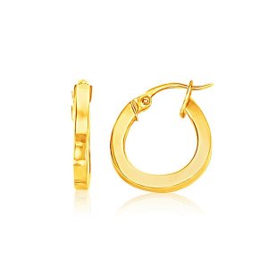 Unbranded 78530 14k Yellow Gold Flat Side Small Hoop Earrings