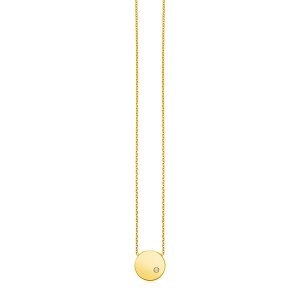 Unbranded 45690-18 14k Yellow Gold Necklace With Polished Round Pendan