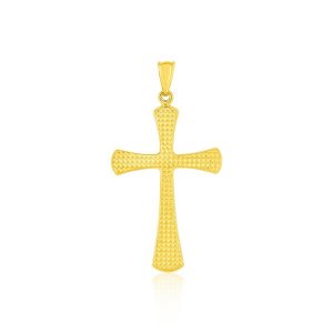 Unbranded 35657 14k Yellow Gold Cross Pendant With Beaded Texture