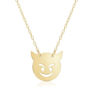 Unbranded 86434-16 14k Yellow Gold Necklace With Devil Emoji Symbol Si