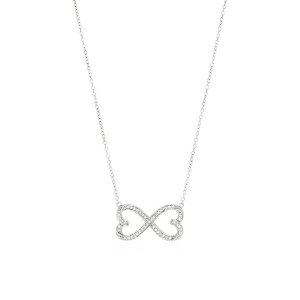 Unbranded 40648-18 Infinity Double Heart Necklace With Cubic Zirconia 