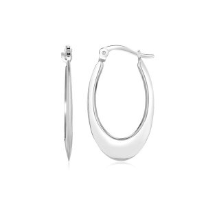 Unbranded 70874 14k White Gold Polished Graduated Oval Hoop Earrings