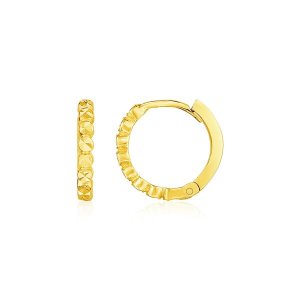 Unbranded 74778 14k Yellow Gold Petite Textured Round Hoop Earrings