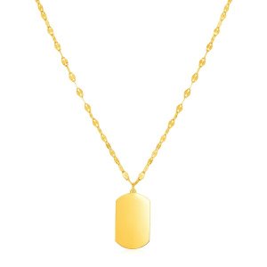 Unbranded 97997-18 14k Yellow Gold Dog Tag Necklace Size: 18''