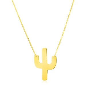 Unbranded 08367-18 14k Yellow Gold Necklace With Large Cactus Size: 18